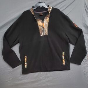 Realtree Ocean+Coast Men’s XL Black & Camo 1/4 Zip Pullover Pockets Hunt